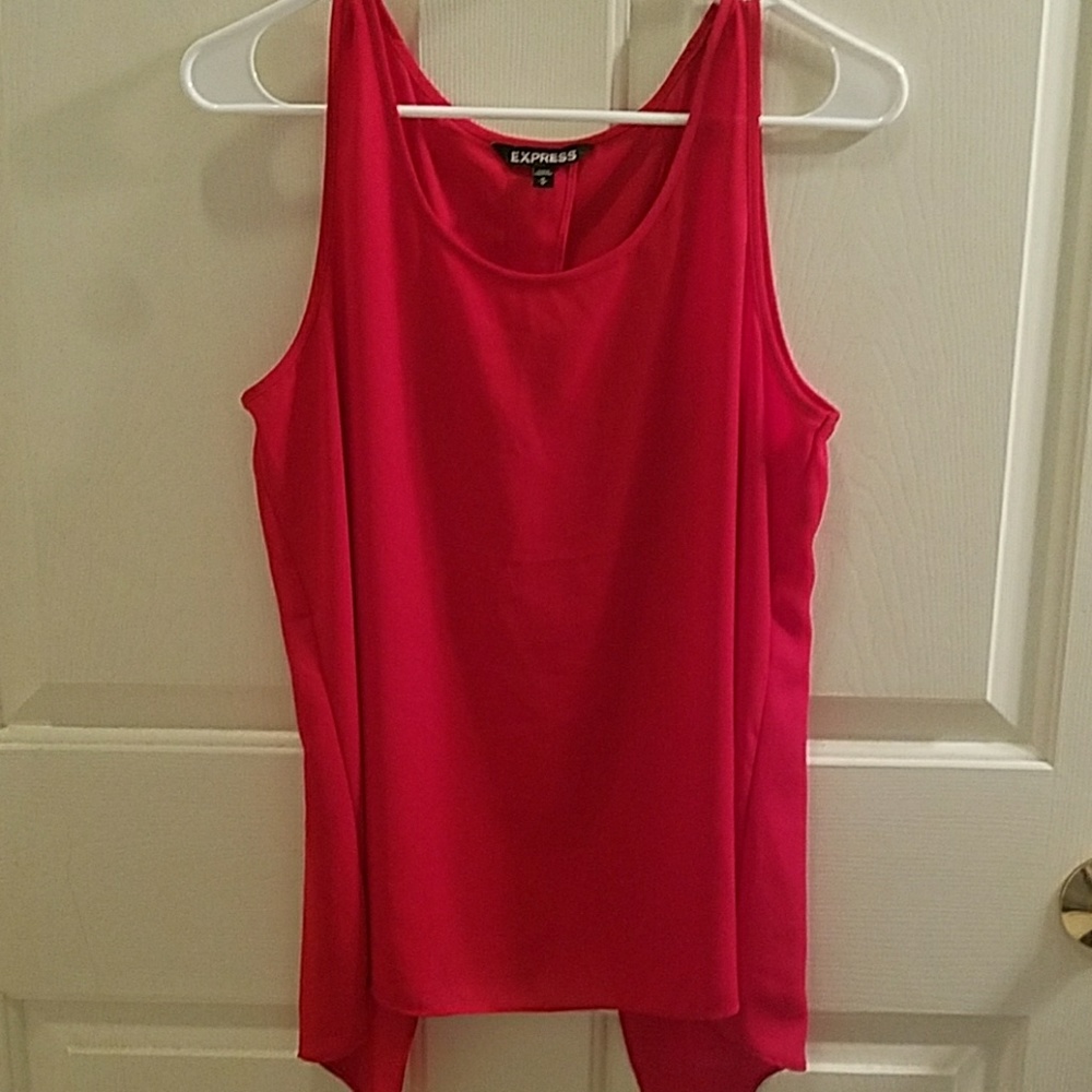 Red split back tank top